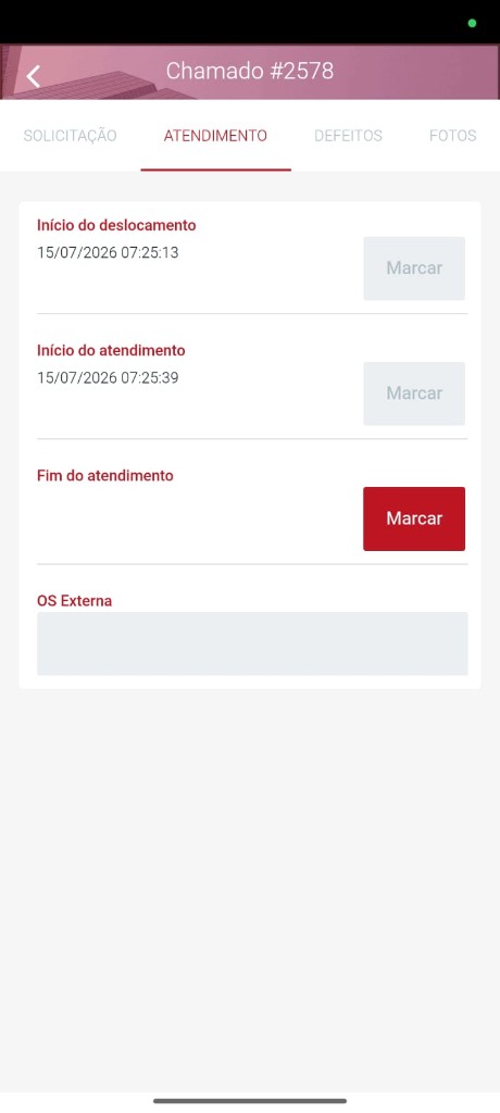 Peças vinculadas ao atendimento no app